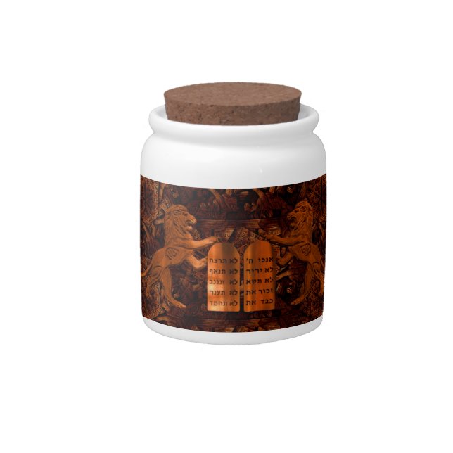 Ten Commandments and Lions Candy Jar (Front)