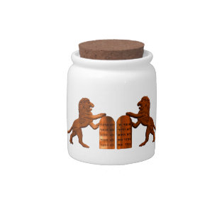Ten Commandments and Lions Candy Jar