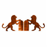 Ten Commandments and Lions Cutout<br><div class="desc">A computer-generated "wood carving, " in traditional style; lions guarding the Ten Commandments.</div>