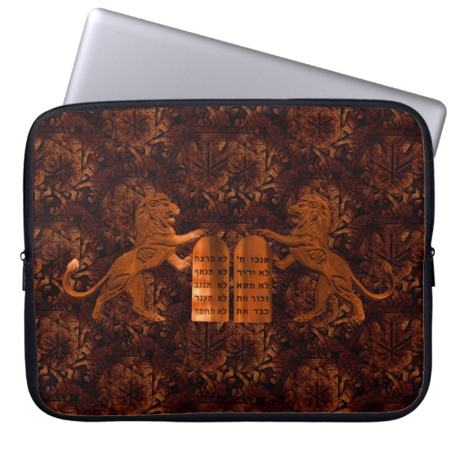 Ten Commandments and Lions Laptop Sleeve (Front)