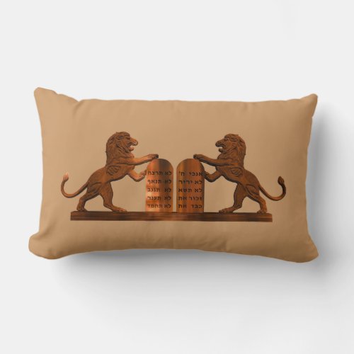 Ten Commandments and Lions Lumbar Pillow