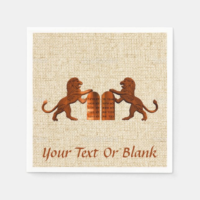 Ten Commandments and Lions Paper Napkins (Front)