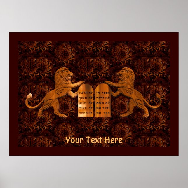 Ten Commandments and Lions Poster (Front)