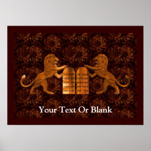 Ten Commandments and Lions Poster