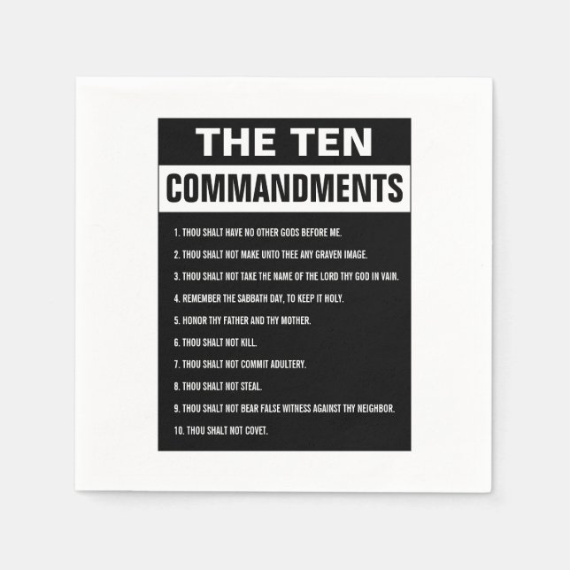 Ten Commandments Bible Verse Christian Religious Napkins (Front)