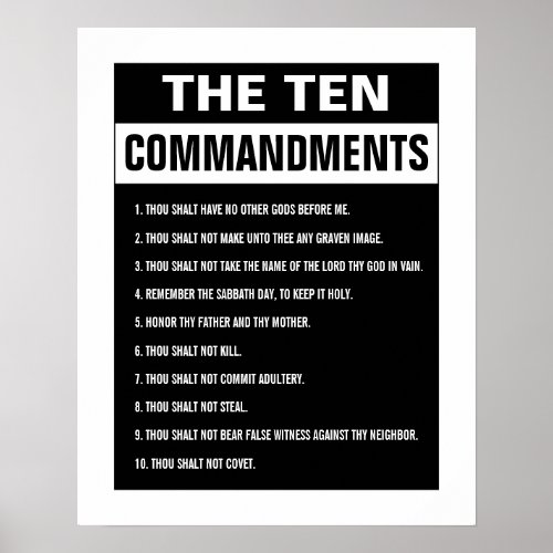 Ten Commandments Bible Verse Christian Religious Poster