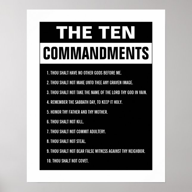 Ten Commandments Bible Verse Christian Religious Poster (Front)