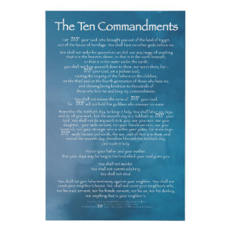 Ten Commandments Blue Faux Canvas Print