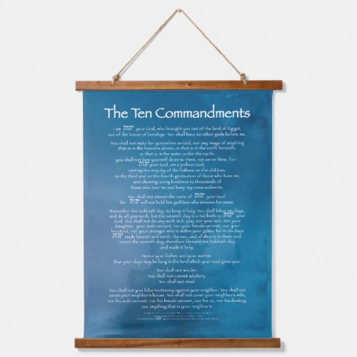 Ten Commandments Blue Hanging Tapestry
