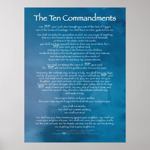 Ten Commandments Blue Poster