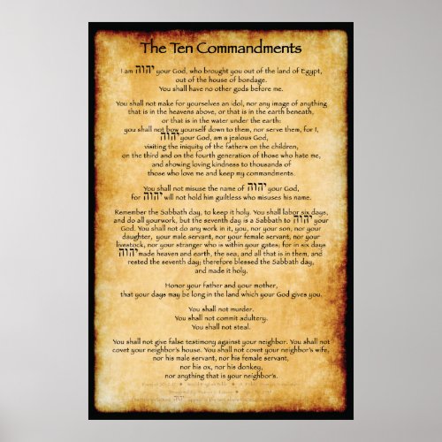 Ten Commandments Brown XL Poster