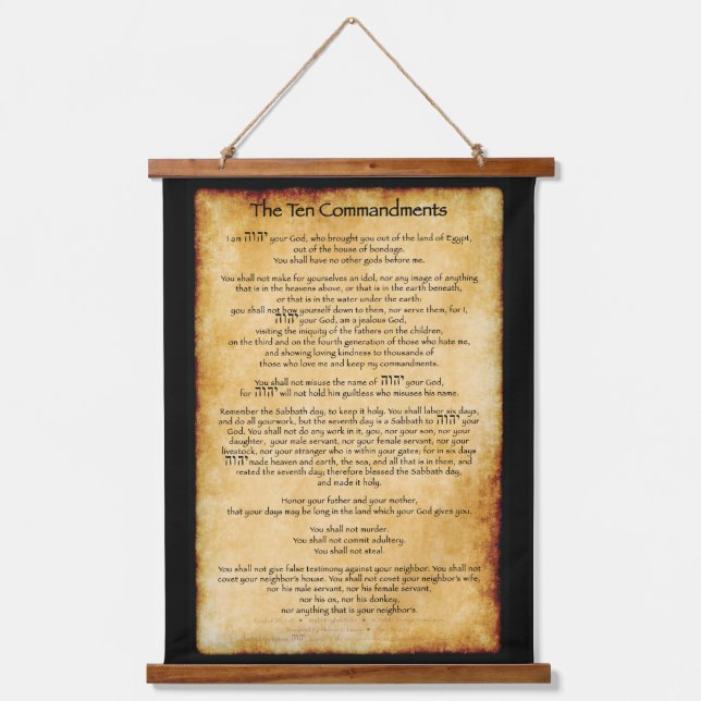 Ten Commandments - Burnt Parchment  Hanging Tapestry (Front)