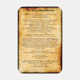 Ten Commandments Burnt Parchment Metal Sign
