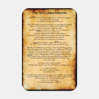 Ten Commandments Burnt Parchment Metal Sign