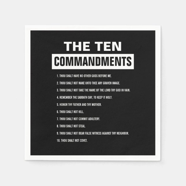 Ten Commandments Christian Religious Bible Verse Napkins (Front)