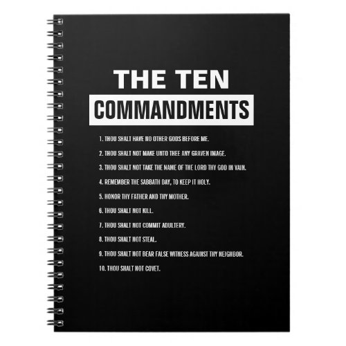 Ten Commandments Christian Religious Bible Verse Notebook