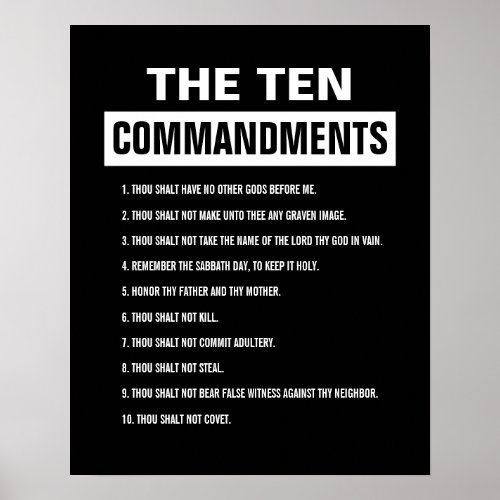 Ten Commandments Christian Religious Bible Verse Poster