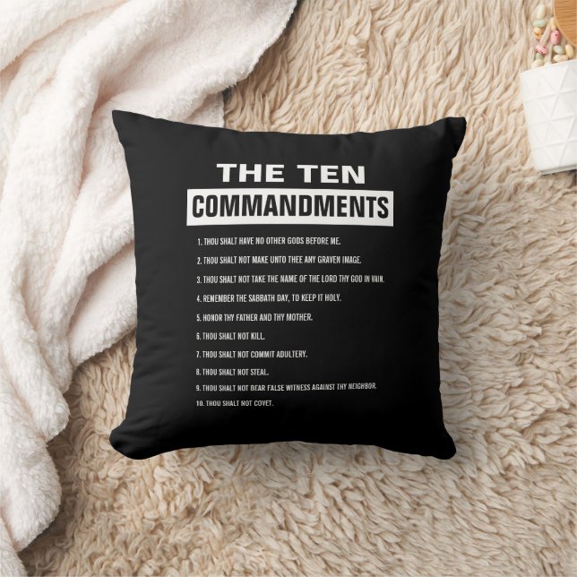 Ten Commandments Christian Religious Bible Verse Throw Pillow (Blanket)