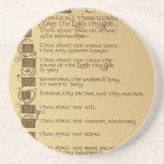 ten commandments drink coaster (Front)