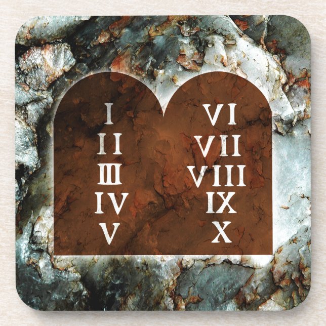 Ten Commandments Drink Coaster (Front)