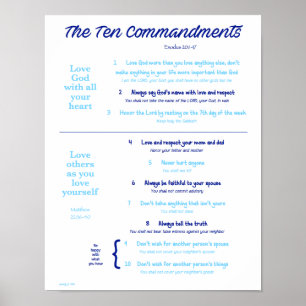 Ten Commandments for Kids--Navy/Light Blue Poster