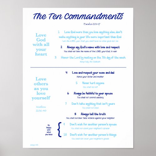 Ten Commandments for Kids__NavyLight Blue Poster