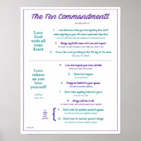 Ten Commandments for Kids--Purple/Teal w/ border