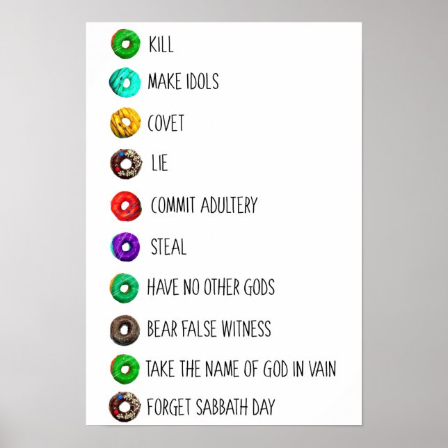ten commandments funny list message humor religion poster (Front)