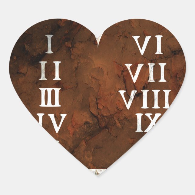 Ten Commandments Heart Sticker (Front)