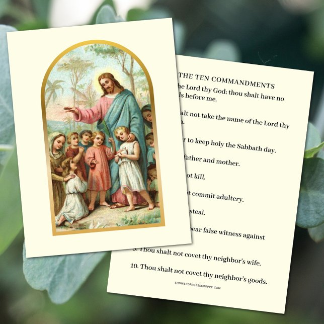 TEN COMMANDMENTS JESUS WITH CHILDREN PRAYER CARD (THE TEN COMMANDMENTS )