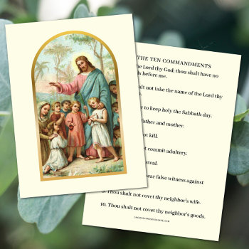 Ten Commandments Jesus With Children Prayer Card by ShowerOfRoses at Zazzle