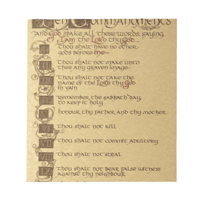 ten commandments notepad (Front)
