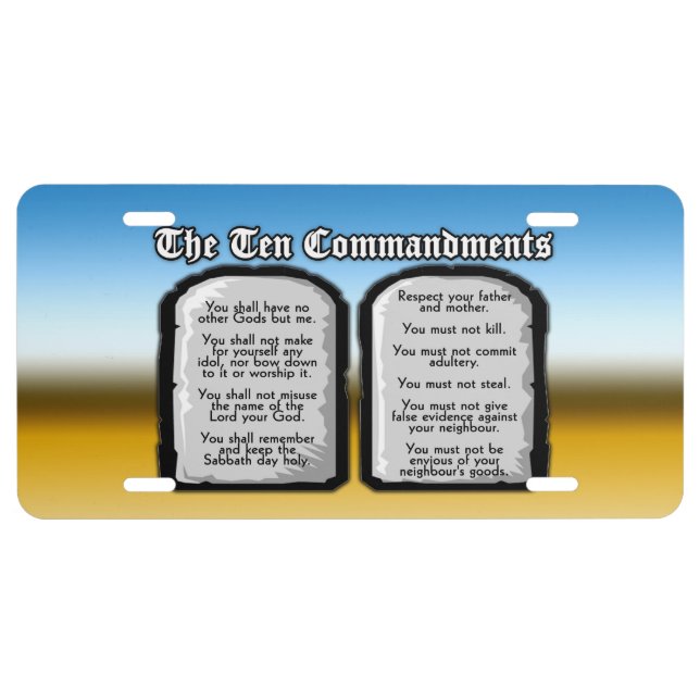 Ten Commandments of the Holy Bible, God's Law License Plate (Front)