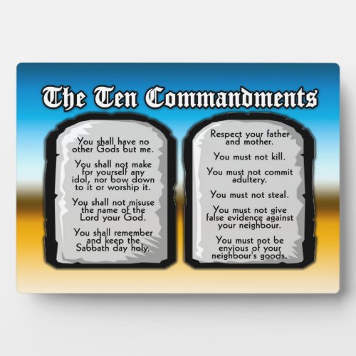 Ten Commandments of the Holy Bible Gods Law Plaque