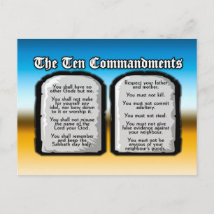 Ten Commandments of the Holy Bible, God's Law Postcard