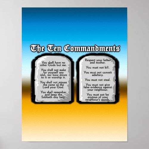 Ten Commandments of the Holy Bible Gods Law Poster