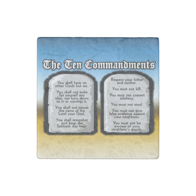 Ten Commandments of the Holy Bible, God's Law Stone Magnet (Front)
