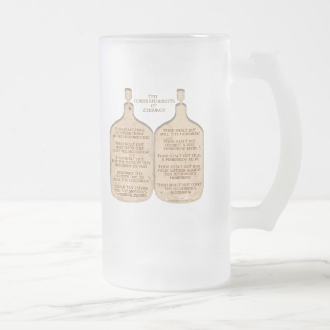 Ten Commandments of Zymurgy Frosted Glass Beer Mug (Right)