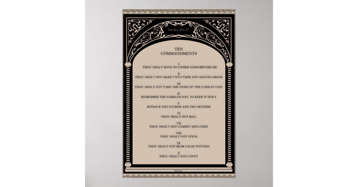 Ten Commandments on Parchment Art Deco Arch Scroll Poster | Zazzle.com