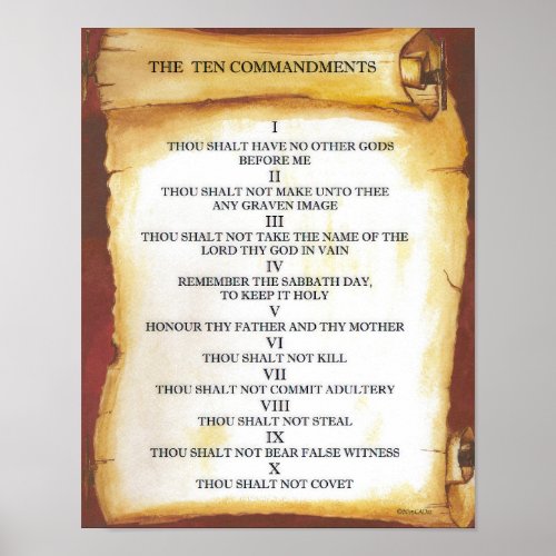 Ten Commandments on Parchment Scroll Poster