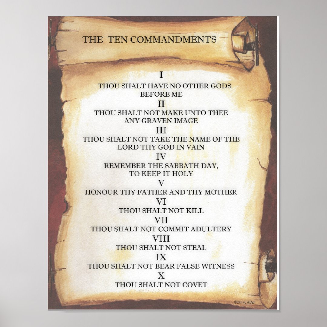 Ten Commandments on Parchment Scroll Poster | Zazzle