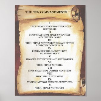 Ten Commandments on Parchment Scroll Poster | Zazzle