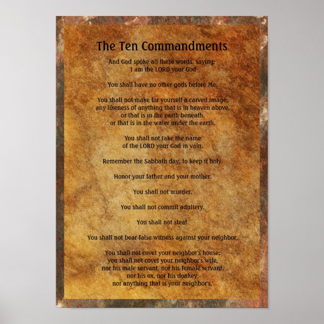 Ten Commandments on Stone Background Poster (Front)