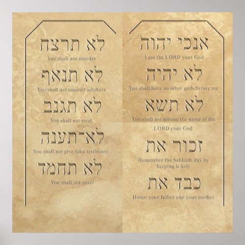 Ten Commandments on Travertine Tiles Poster