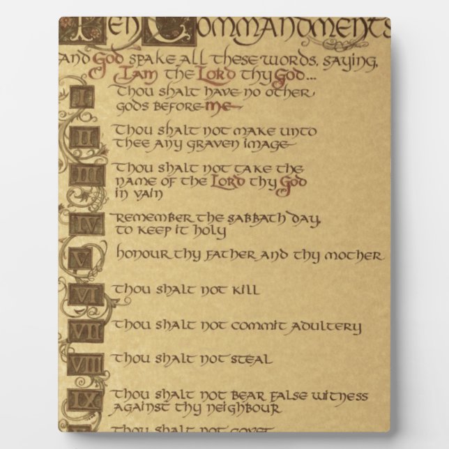 ten commandments plaque (Front)