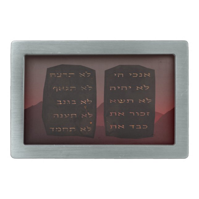 Ten Commandments Rectangular Belt Buckle (Front)