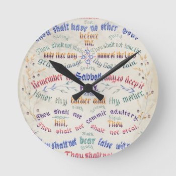 Ten Commandments Round Clock by vintageworks at Zazzle