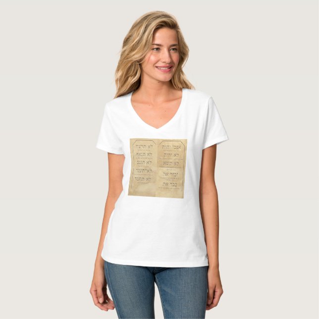 Ten Commandments Women's Hanes Nano V-Neck T-Shirt (Front Full)