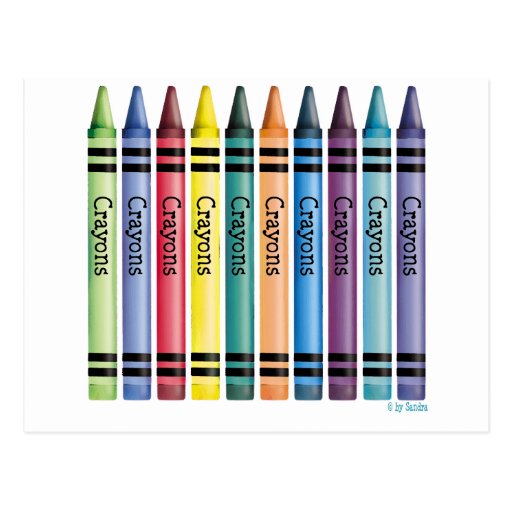 Ten Crayons Postcard | Zazzle