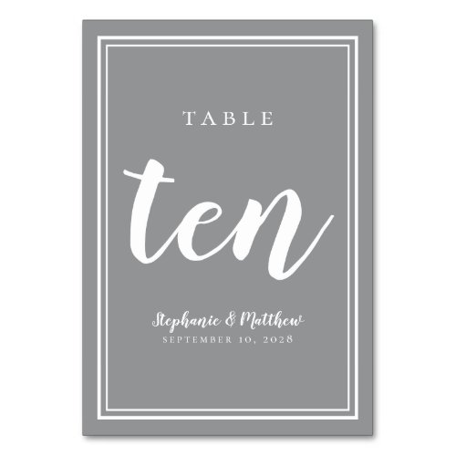 Ten Gray Weddings Simple Modern Guest Dinner  Table Number